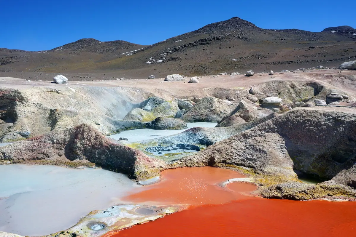 Mud pools at the Sol de Mañana geothermal field