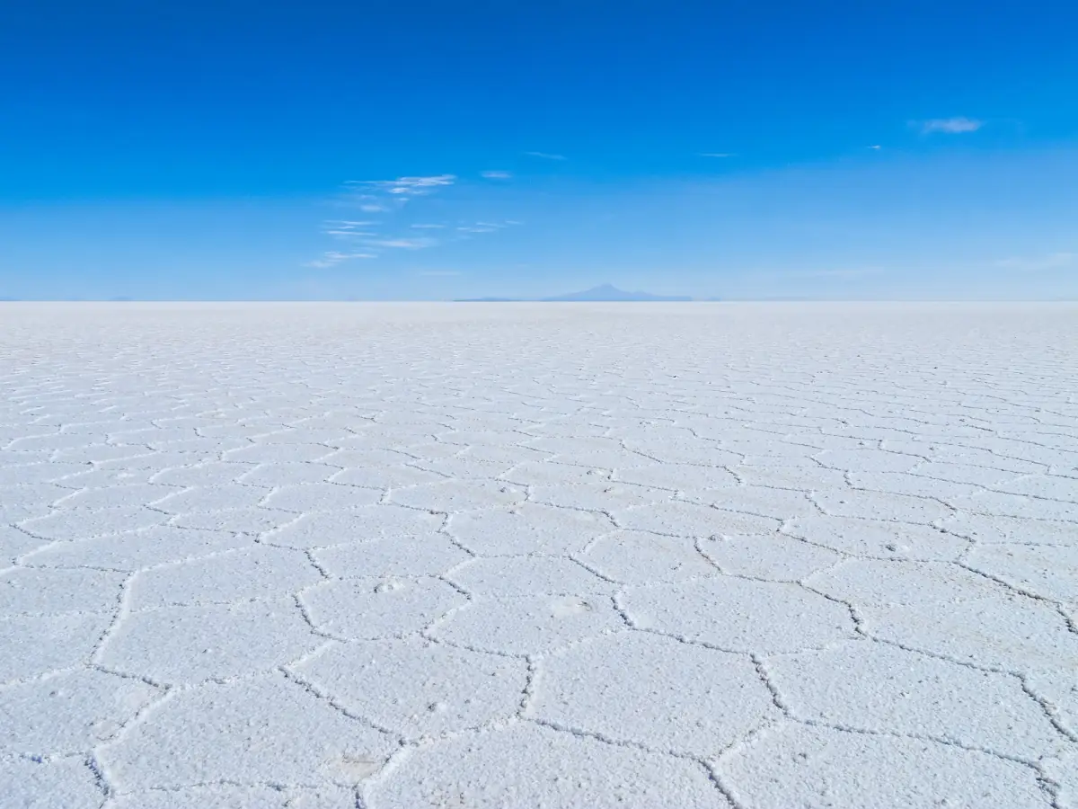 The dry salt crust of the Salar de Uyuni