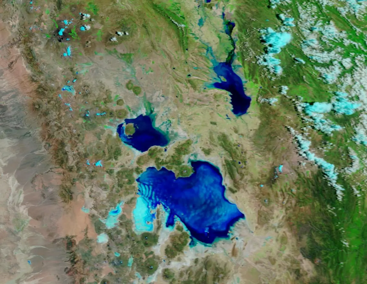 Satellite image of water on the Uyuni Salt Flat in February