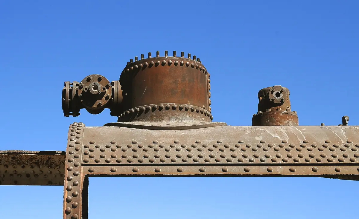 Detail of an abandoned locomotive